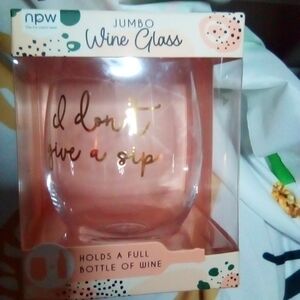 New Jumbo Wine Glass with Gold Text